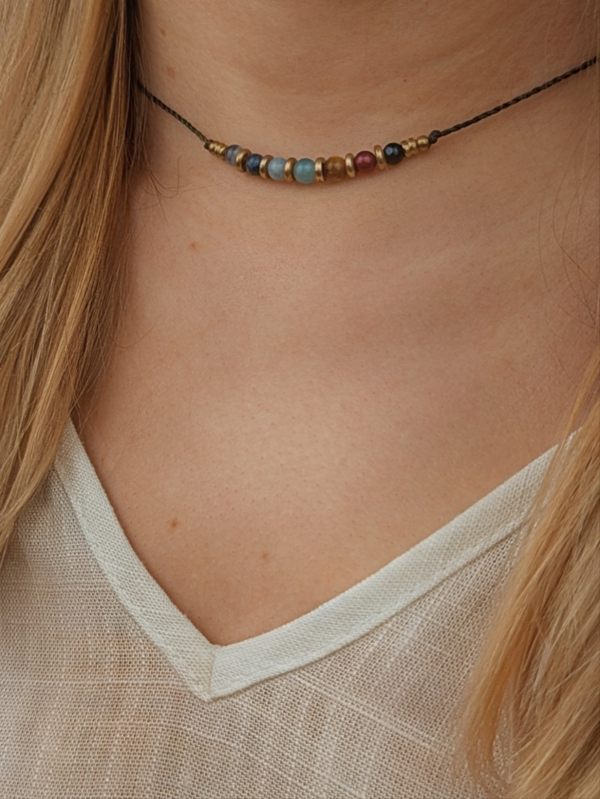 Boho Chakra Halskette mit echten Edelsteinen • Ubud • minimalistische und personalisierte Kette