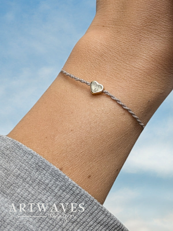 Minimalistisches boho Freundschaftsarmband mit 18 Karat vergoldetem Herz • Wish • personalisiertes Armkettchen
