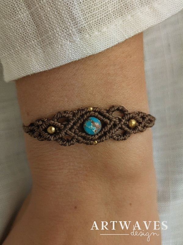 Personalisiertes boho Makramee Armband • Luang • minimalistisches Armbändchen mit Edelstein oder Geburtsstein