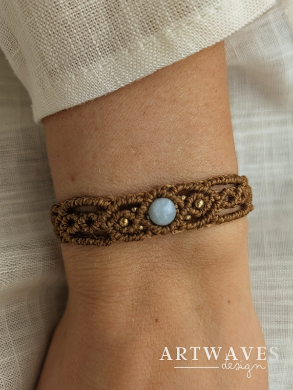 Personalisiertes Geburtsstein Makramee Armband • Cancun • boho Handschmuck mit Edelstein Freundschaftsarmband