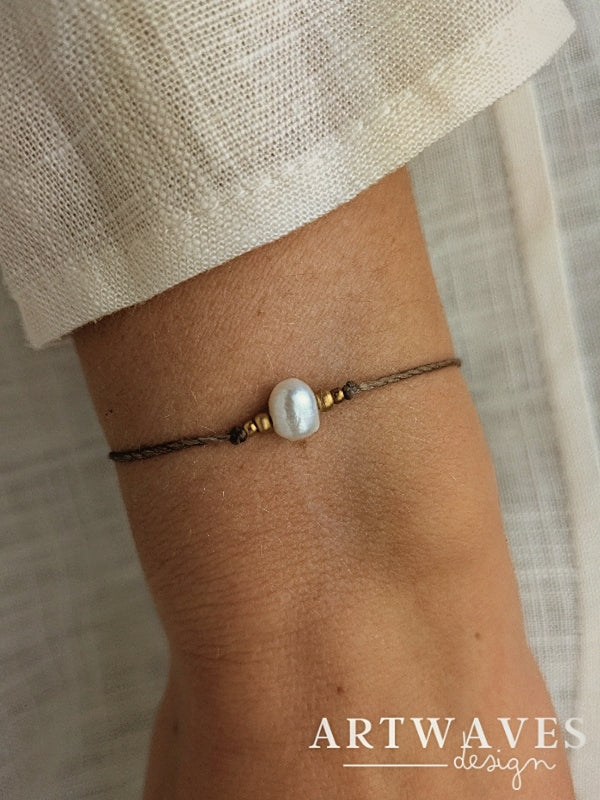 minimalistisches boho Süßwasserperlen Armband • Aqua • personalisiertes Freundschaftsarmband