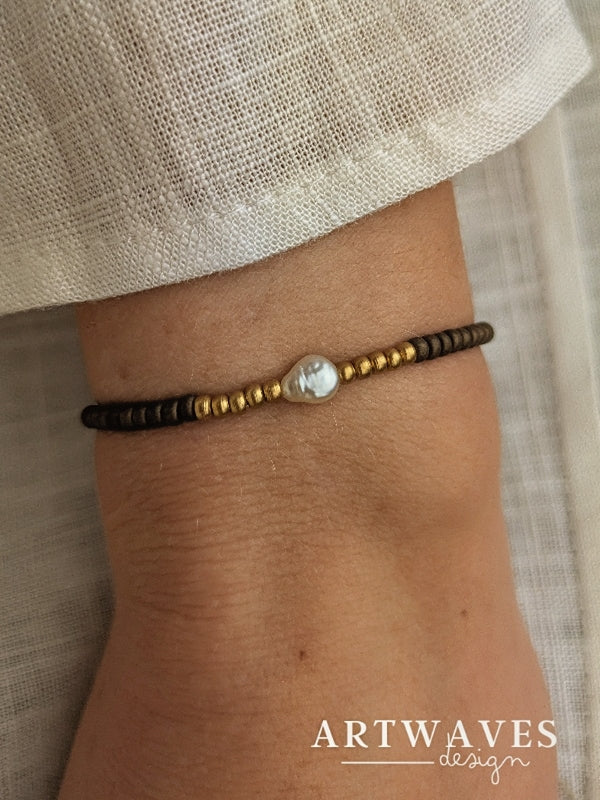 Süßwasser Perle boho rocailles Armband • Sweet • Perlenarmband personalisiert mit Glasperlen