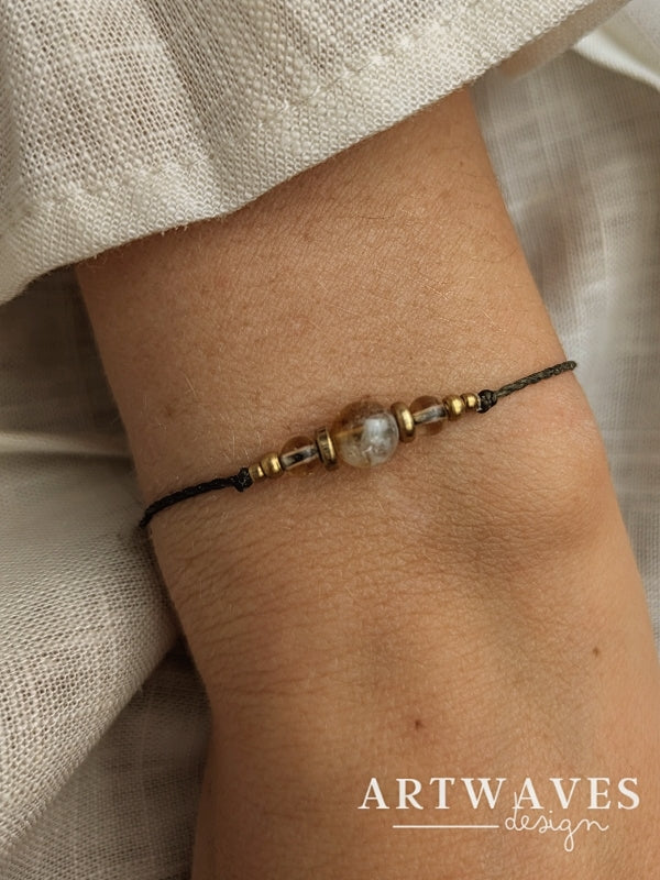 personalisiertes Geburtsstein Armband boho chic • Helsinki • mit Edelsteinperlen