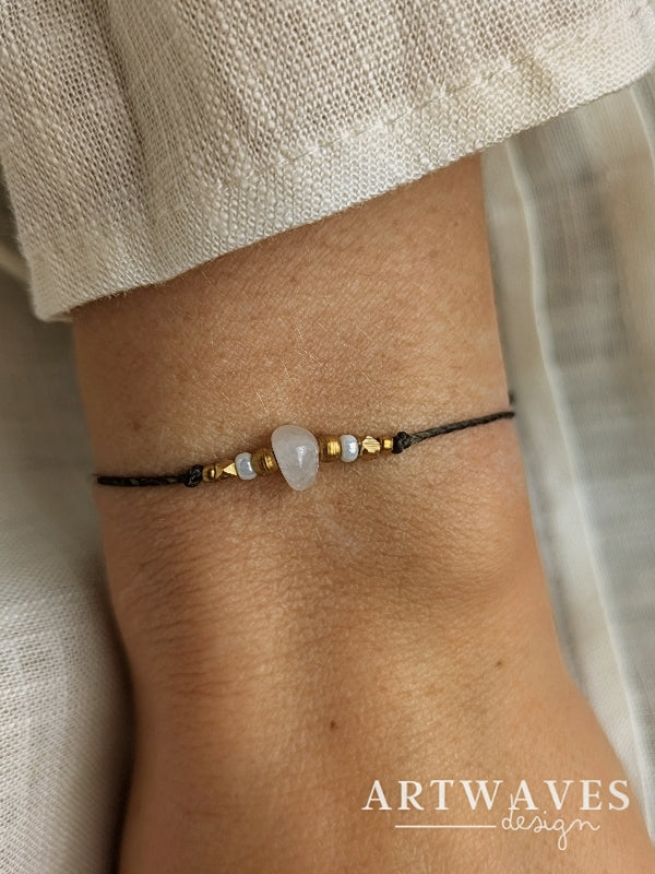 Personalisiertes Heilstein Armband mit Geburtsstein • Asuncion • minimalistisches boho Armkettchen mit Edelsteinen
