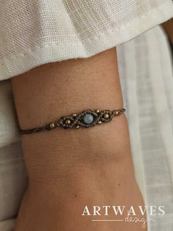 personalisiertes Makramee Edelstein Armband • Swing • minimalistisches Armbändchen im boho style
