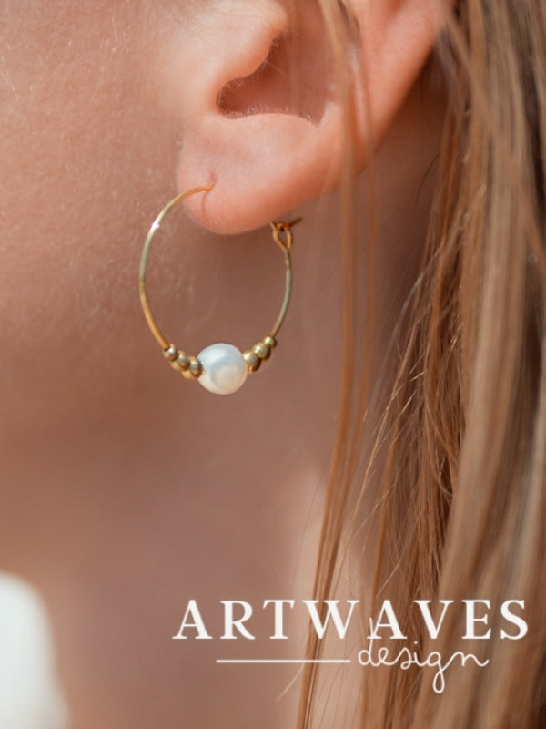 Creolen Süßwasser Perlen Ohrringe • Sweet • im Paar Messing Ohrhänger im schlichten boho style