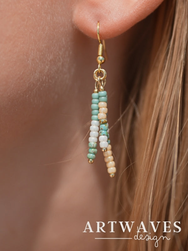 Perlen Hänge Ohrringe Ohrstecker bunt • Amanda • 24 Karat vergoldet minimalistisch und personalisiert im Paar im boho