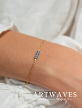 minimalistisches vergoldetes Labradorit Armband • Eva • 18 Karat Armkette mit Edelsteinperle