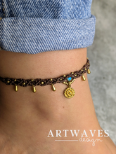 Makramee boho Fusskettchen personalisiert • Miracle • Hippie festival Fusschmuck mit Anhänger und Geburtsstein