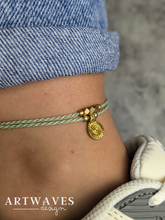 minimalistisches boho Fusskettchen mit Anhänger • Diamond • personalisierter Fusschmuck Freundschaftsband