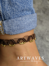 Makramee Hippie Fusskettchen personalisiert • Siem • Gypsy Festival boho Fussschmuck mit Perlen