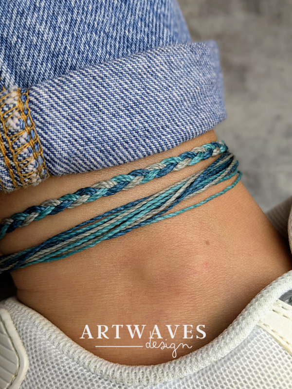 Minimalistisches Surfer Fussband personalisiert • Den Haag • Makramee Fusskettchen