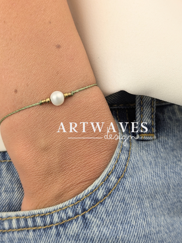 minimalistisches boho Süßwasserperlen Armband • Aqua • personalisiertes Freundschaftsarmband