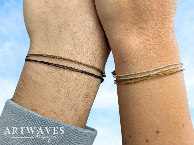 Minimalistisches personalisiertes Partnerarmband verstellbar • Surf • filigranes Armband im surfer Style
