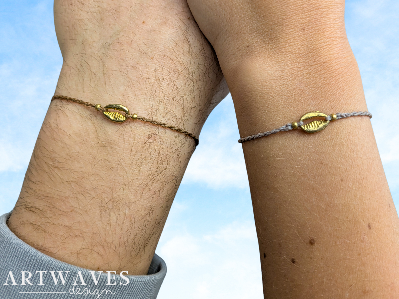 Minimalistisches Kauri Muschel Armband • Gili • personalisiertes Freundschaftsarmband