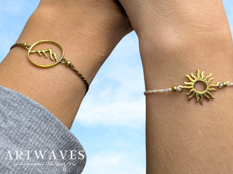 Minimalistisches personalisiertes Partnerarmband verstellbar • Tali • filigranes Armband mit Symbol