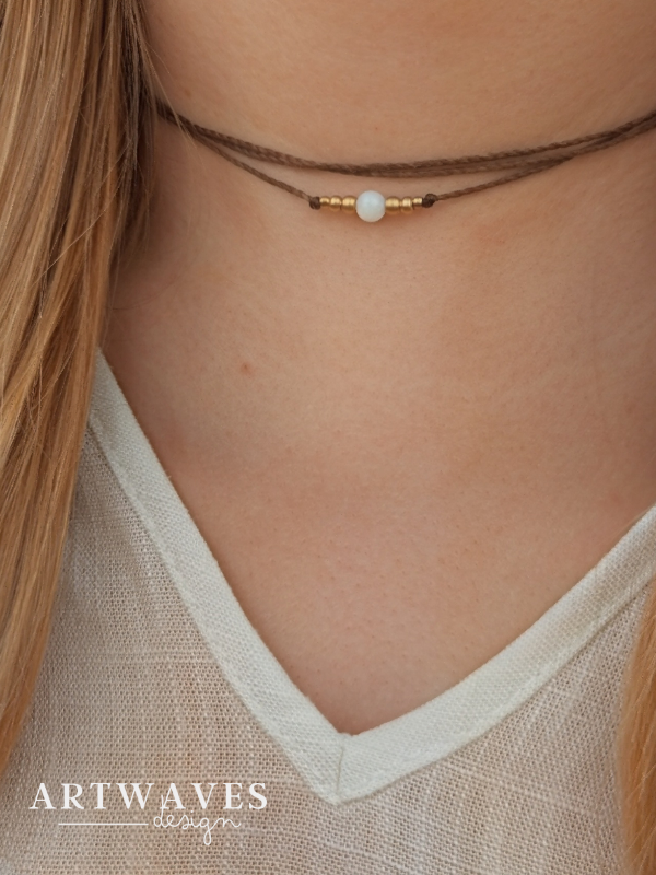 Minimalistische personalisierte Halskette Edelsteinkette • Jakarta • zarter boho chic Choker