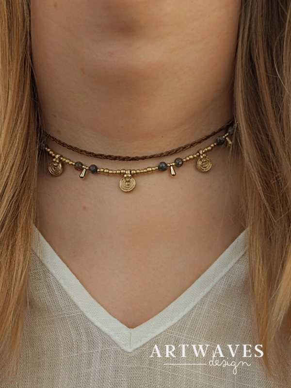 Edelstein boho Halskette mit Anhänger • Aukland • minimalistische Kette