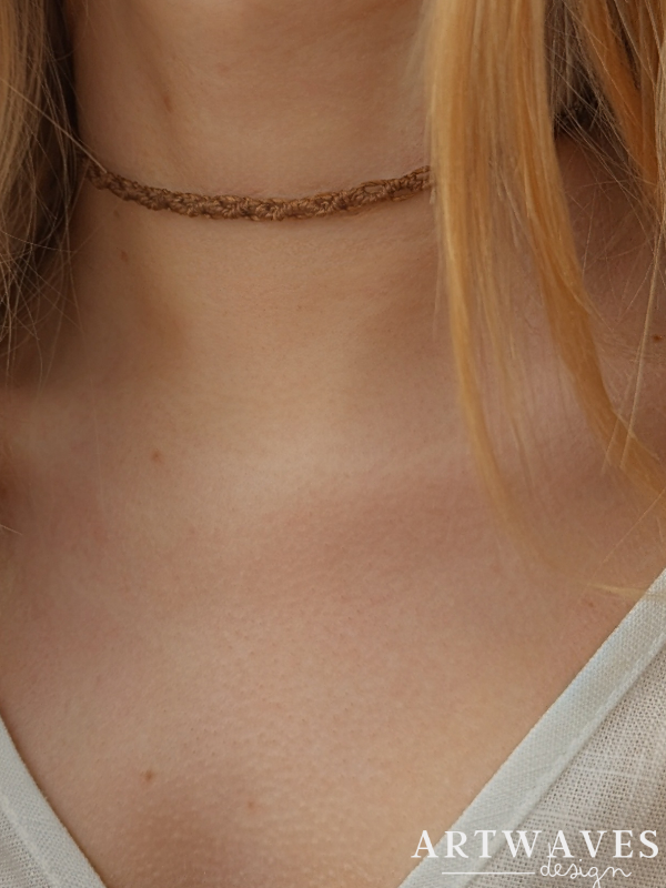 minimalistischer Makramee Choker personalisiert • Wave • Halskette Halsband als Freundschaftskette
