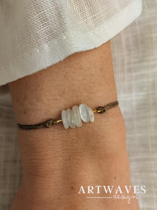 minimalistisches boho Edelsteinarmband personalisiert • Mallorca • mit Geburtsstein