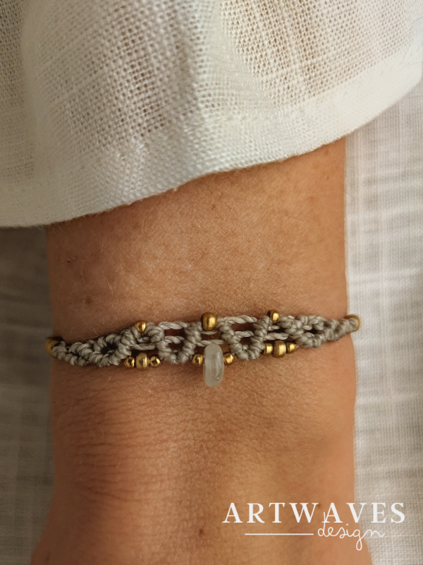 Edelstein Makramee Armband mit Geburtsstein • Mendoza • minimalistische boho Heilstein Armkette