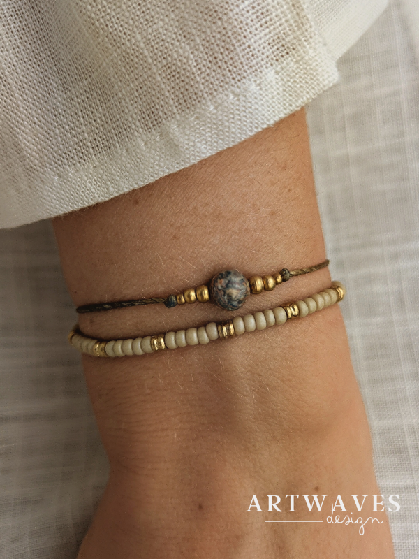 personalisiertes Perlenarmband mit Edelstein • Phan • minimalistisches Armband im boho style mit Geburtsstein