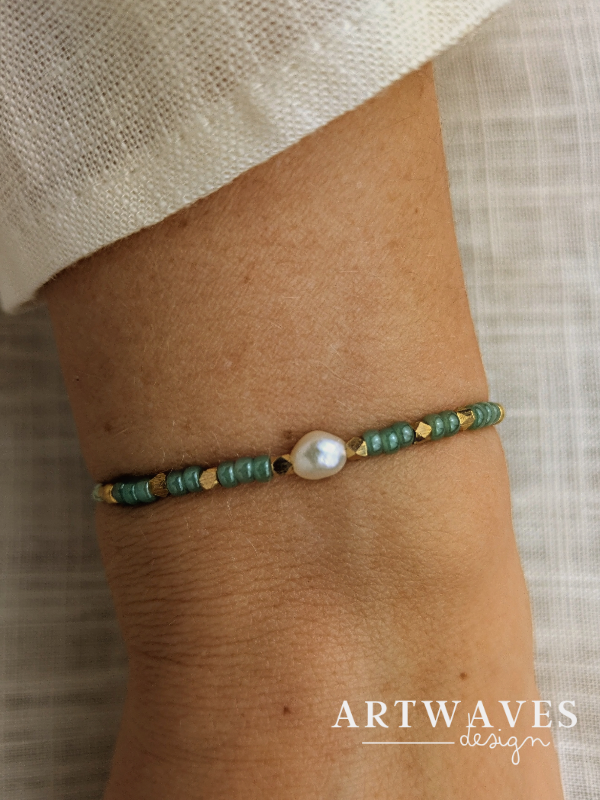 Süßwasser Perlen rocailles Armband personalisiert • Soft • Perlenarmband im boho style