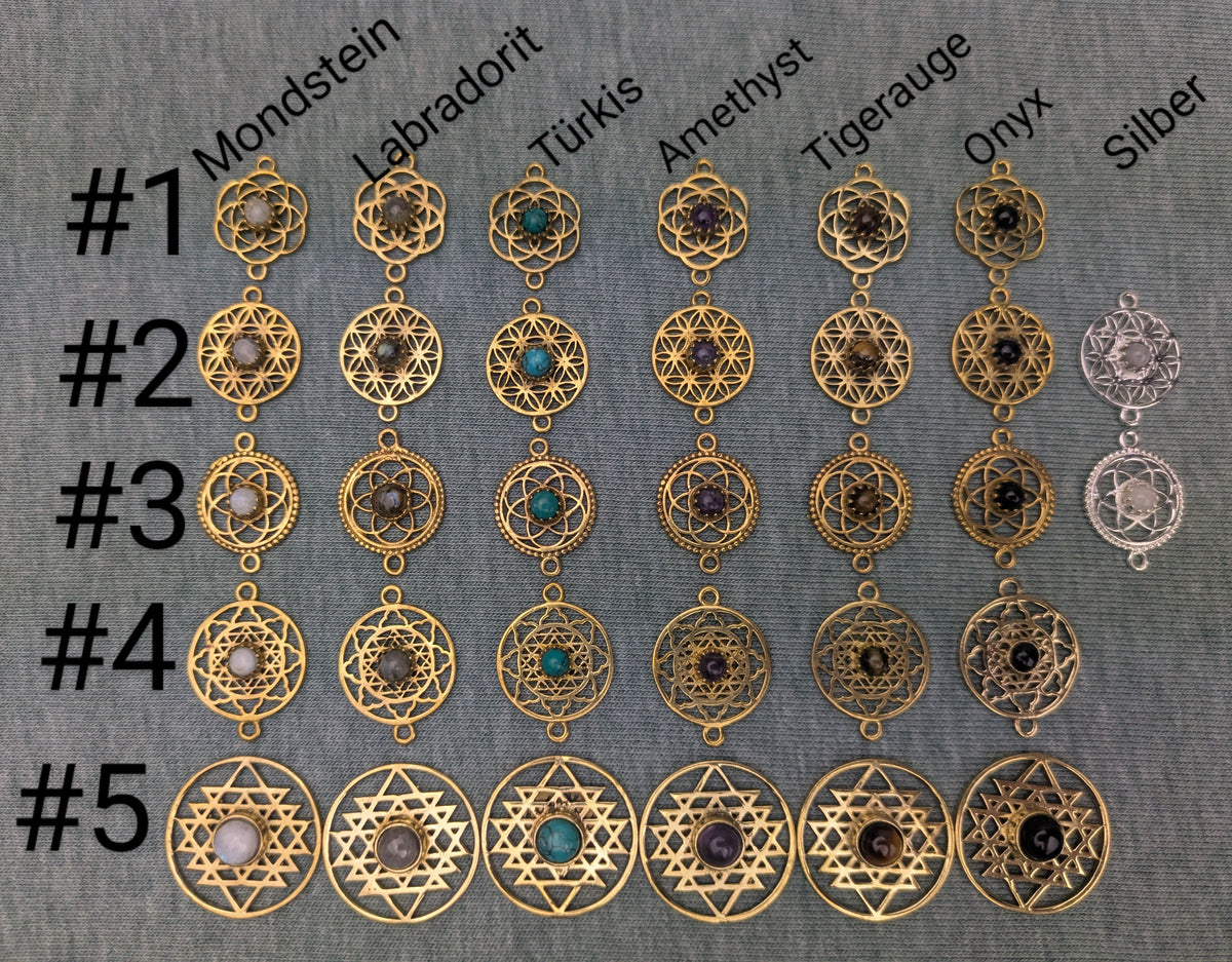 Goldene Edelstein kette handgemacht • Eyes • Mandala Sonnen Halskette