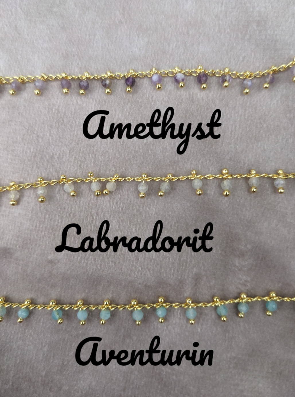 minimalistisches boho gold Fusskettchen mit Geburtsstein • Feronia • zarter handmade Fussschmuck 18K vergoldet für Damen