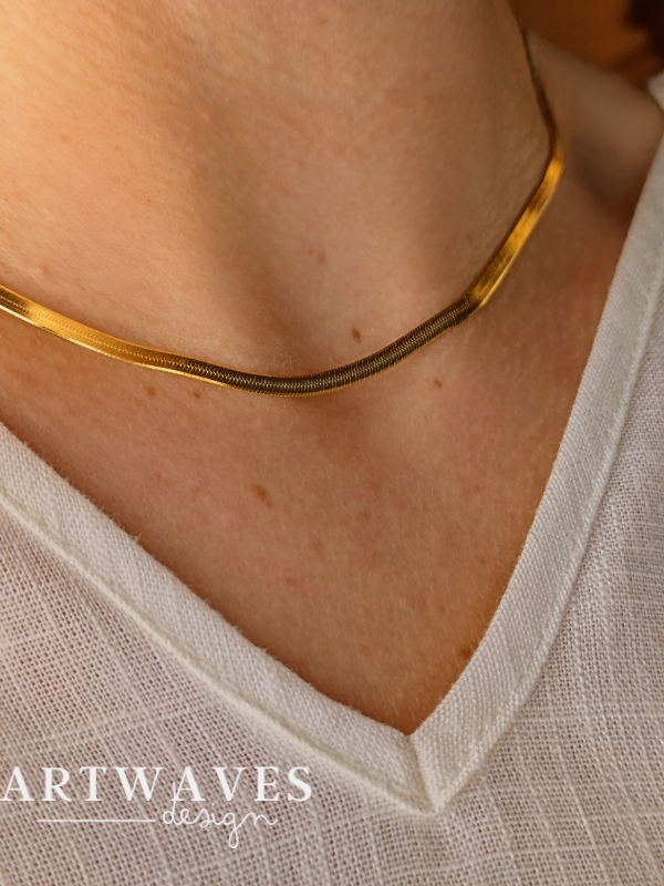 Damen Halskette aus 925er Silber minimalistisch 18 Karat vergoldete Kette