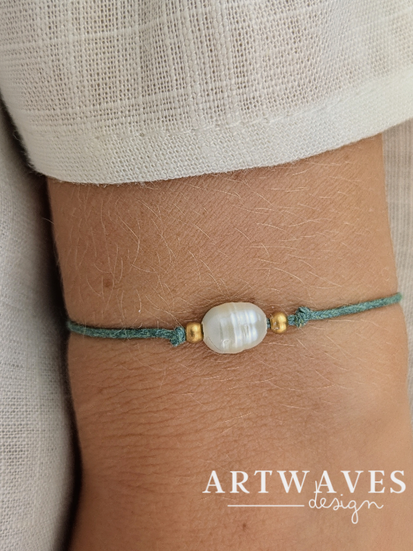 Süßwasserperlen Wickelarmband verstellbar • Sweetwater • filigranes Armband im surfer Style