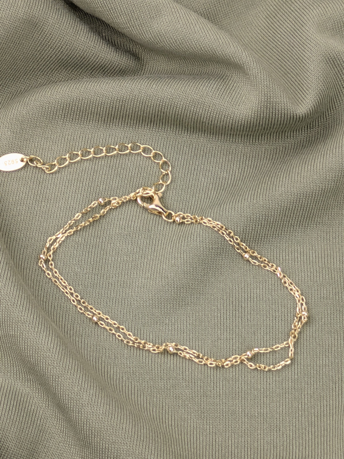 Minimalistisches 925er Silber Armband 18 Karat vergoldet verstellbar filigranes Armband