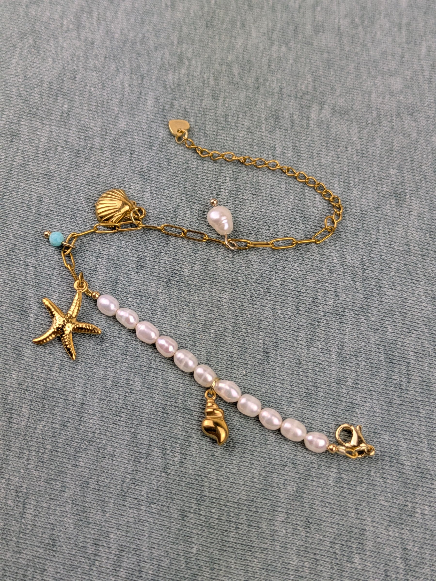 Edelstahl Bettelarmband mit Süßwasserperlen Klasse 5A • Shelly • dezente personalisierte boho Armkette