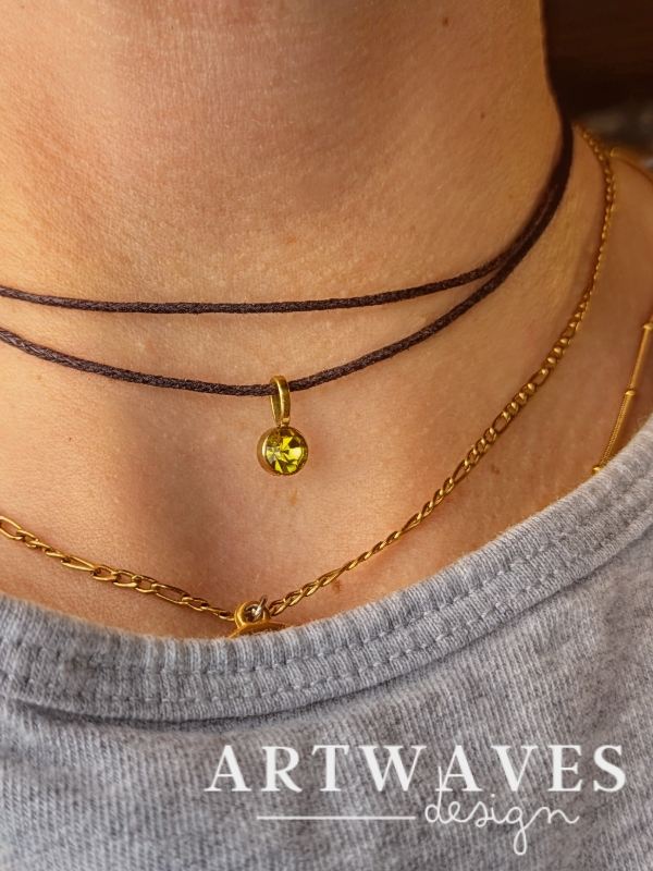 Geburtsstein Baumwoll Choker Kette für Damen und Herren • Birth • vegane Halskette Halsband in verschiedenen Farben