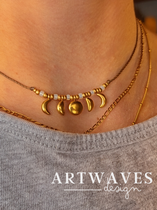 Boho Mondphasen Halskette für Damen • Soft • minimalistische Kette für den Strand