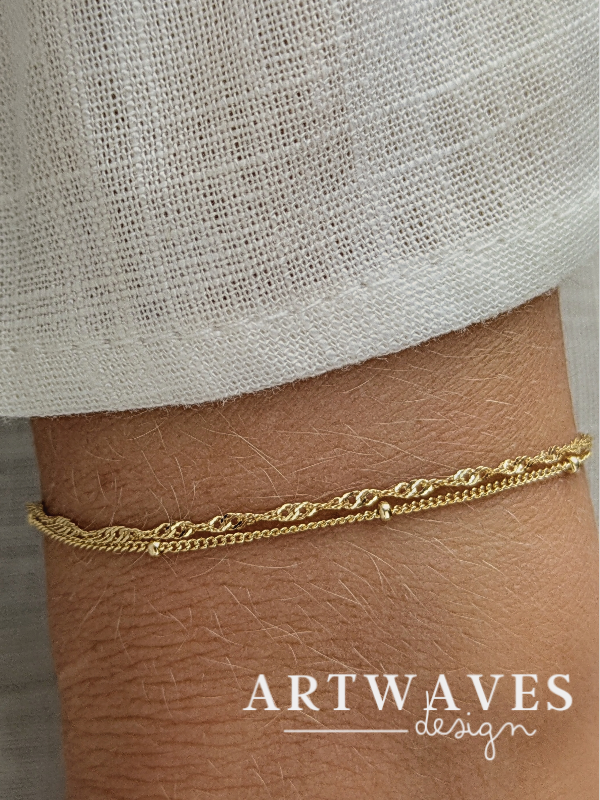 Minimalistisches 925er Silber Armband 18 Karat vergoldet verstellbar filigranes Armband