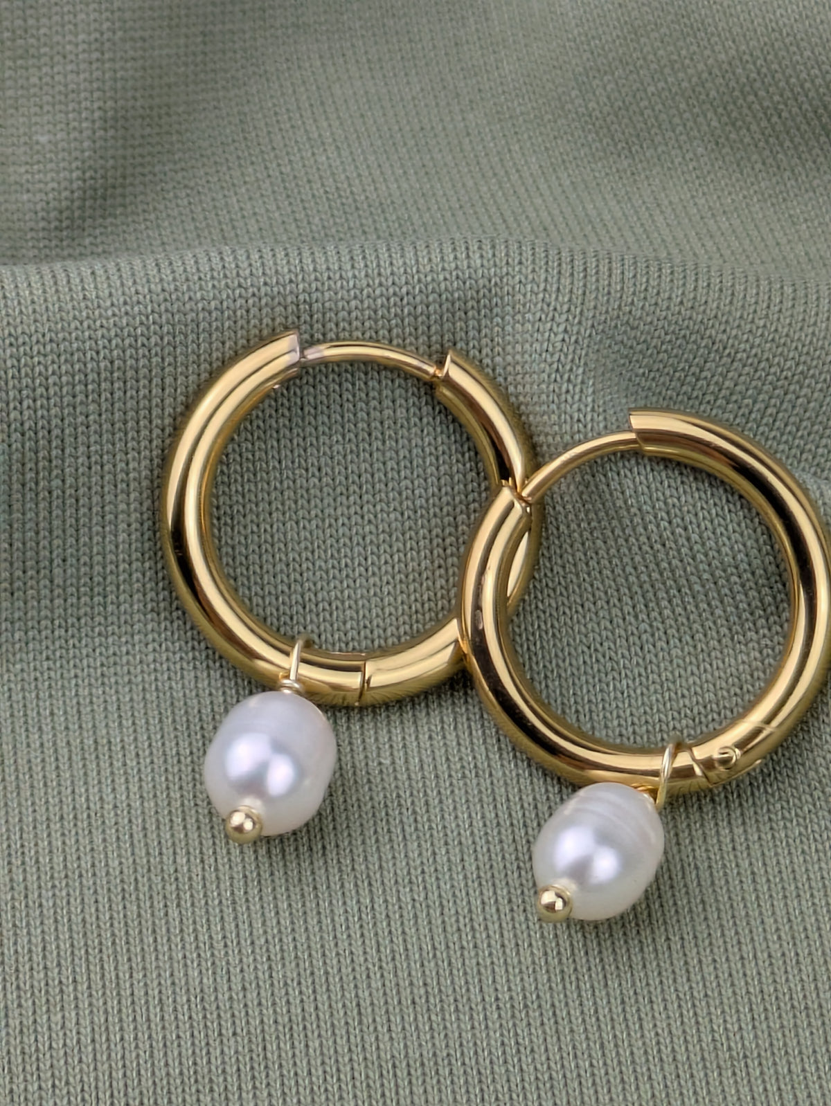 Edelstahl Creolen Süßwasser Perlen Ohrringe • Sweety • im Paar im schlichten boho style