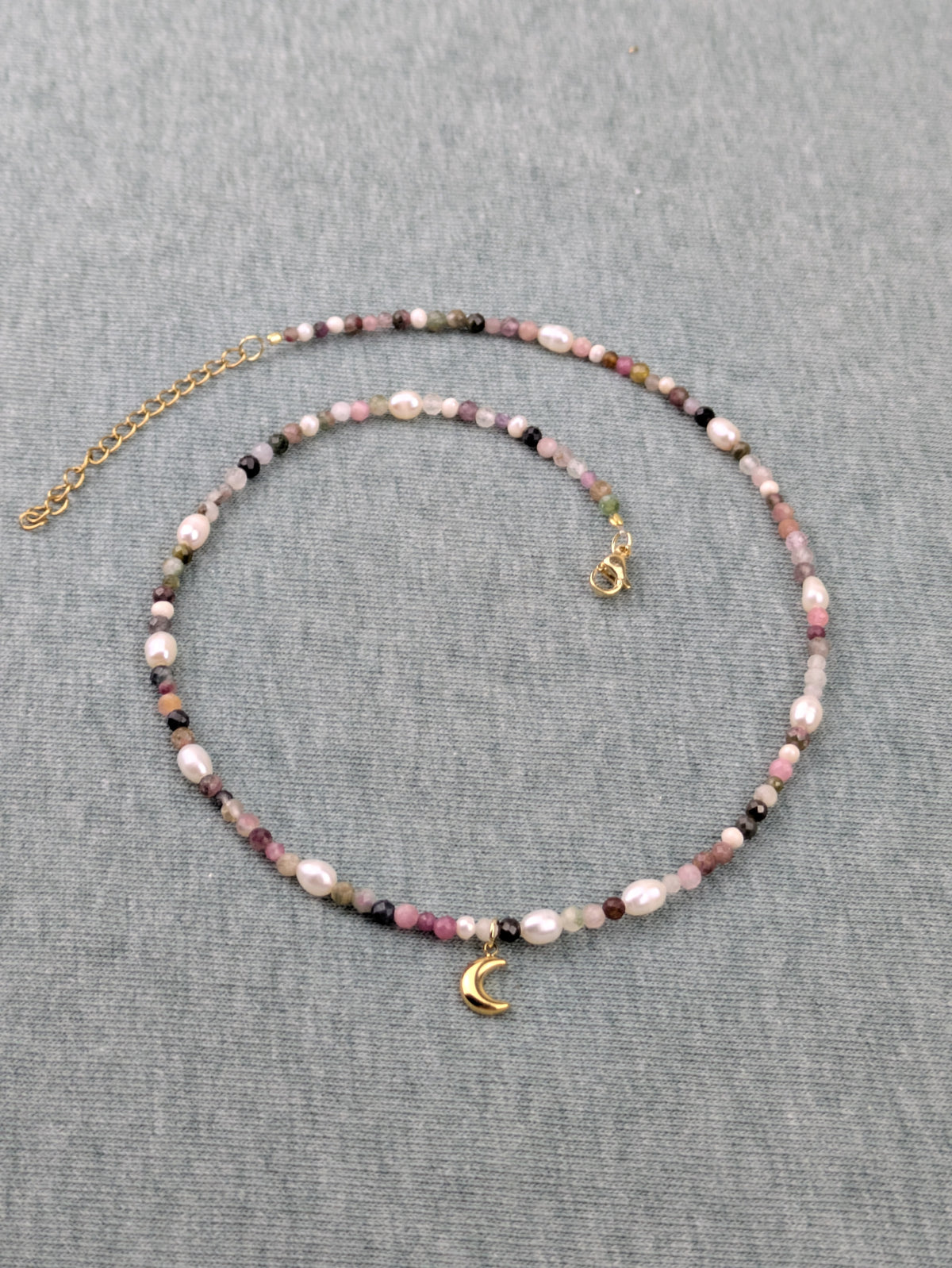 Boho Süßwasserperlen Klasse 5A Kette Edelstahl vergoldet • Maya • facetierte Edelsteine