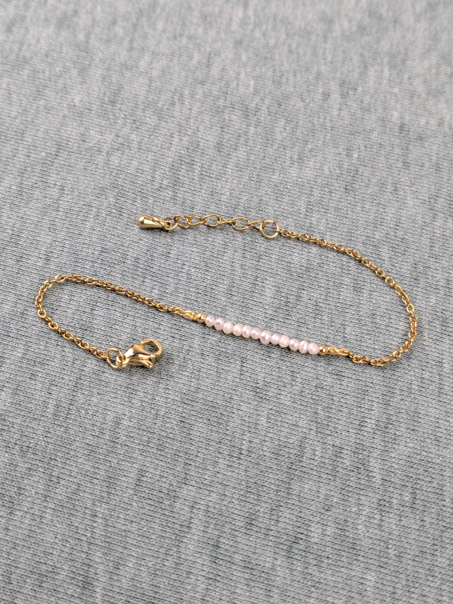 Edelstahl Armband mit Süßwasserperlen Klasse 5A • Dani • dezentes personalisierte boho Armkette