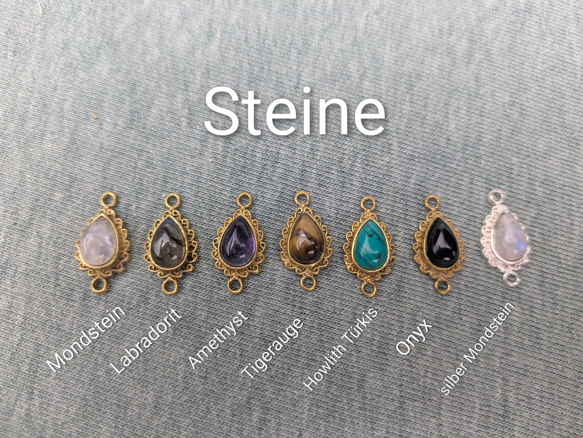 Tropfen Hänge Ohrringe Ohrstecker mit Edelstein • Drop • minimalistisch und personalisiert im Paar mit mini Tropfen im boho style