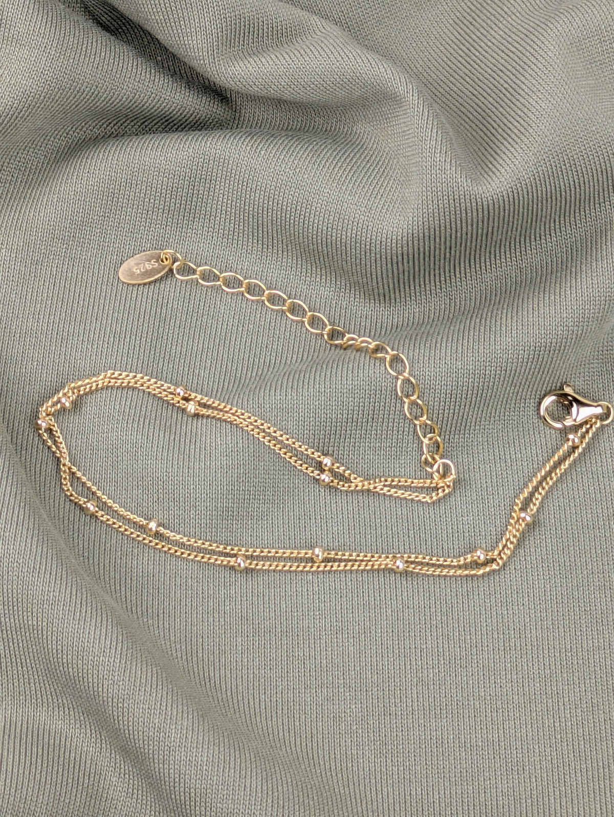 Minimalistisches 925er Silber Armband mit Kugeln 18 Karat vergoldet verstellbar filigranes Armband