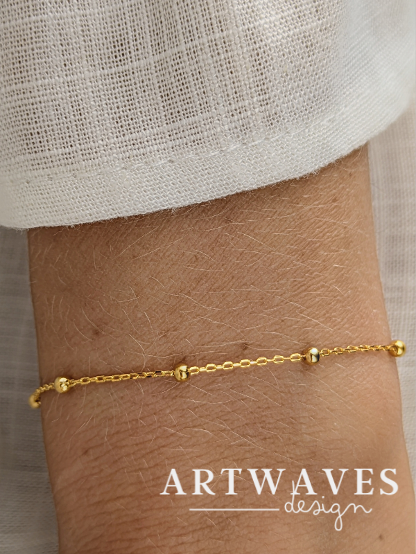 Minimalistisches 925er Silber Armband 18 Karat vergoldet verstellbar filigranes Armband