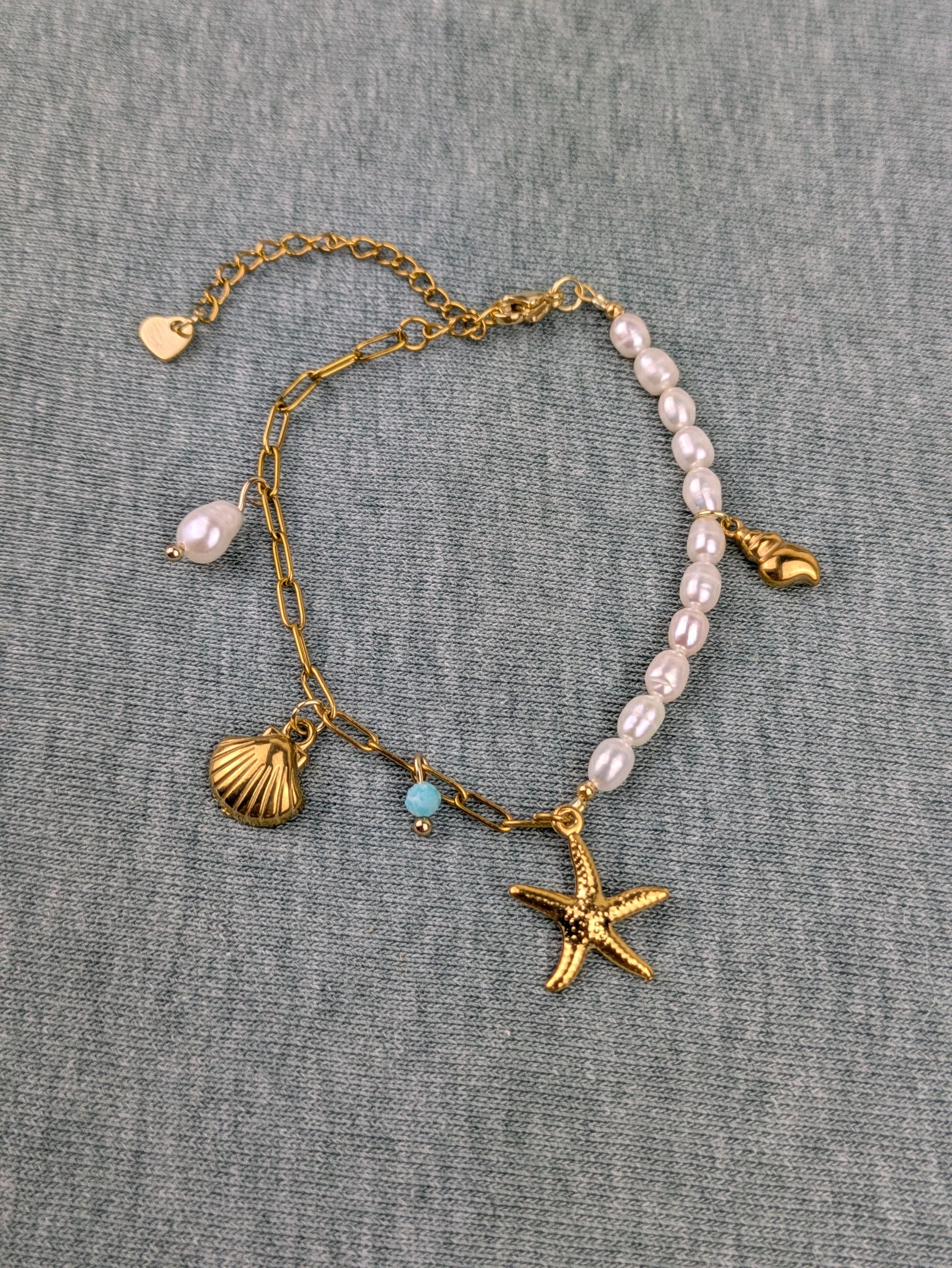 Edelstahl Bettelarmband mit Süßwasserperlen Klasse 5A • Shelly • dezente personalisierte boho Armkette