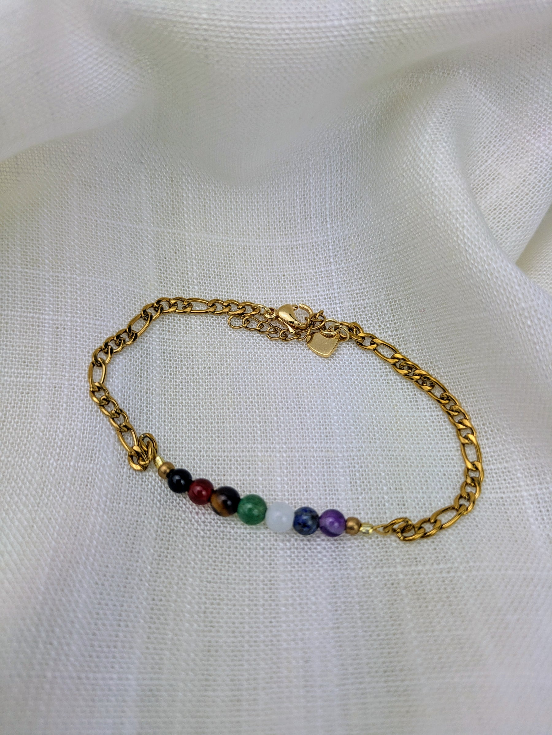 Edelstahl boho Armband mit Edelsteinperlen • Free • minimalistisches Freundschaftsarmband