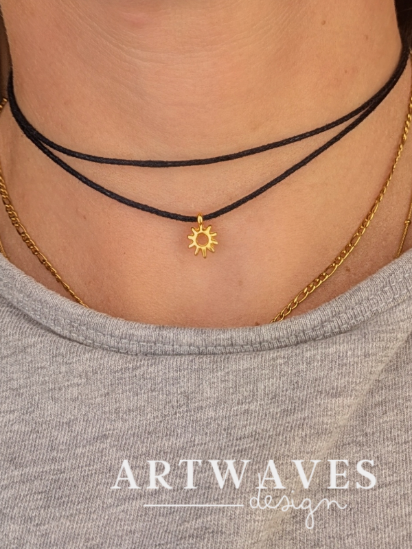 Minimalistische Baumwoll Choker Kette für Damen und Herren • Sunday • vegane 24 Karat Halskette Halsband in verschiedenen Farben