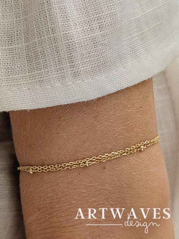 Minimalistisches 925er Silber Armband 18 Karat vergoldet verstellbar filigranes Armband