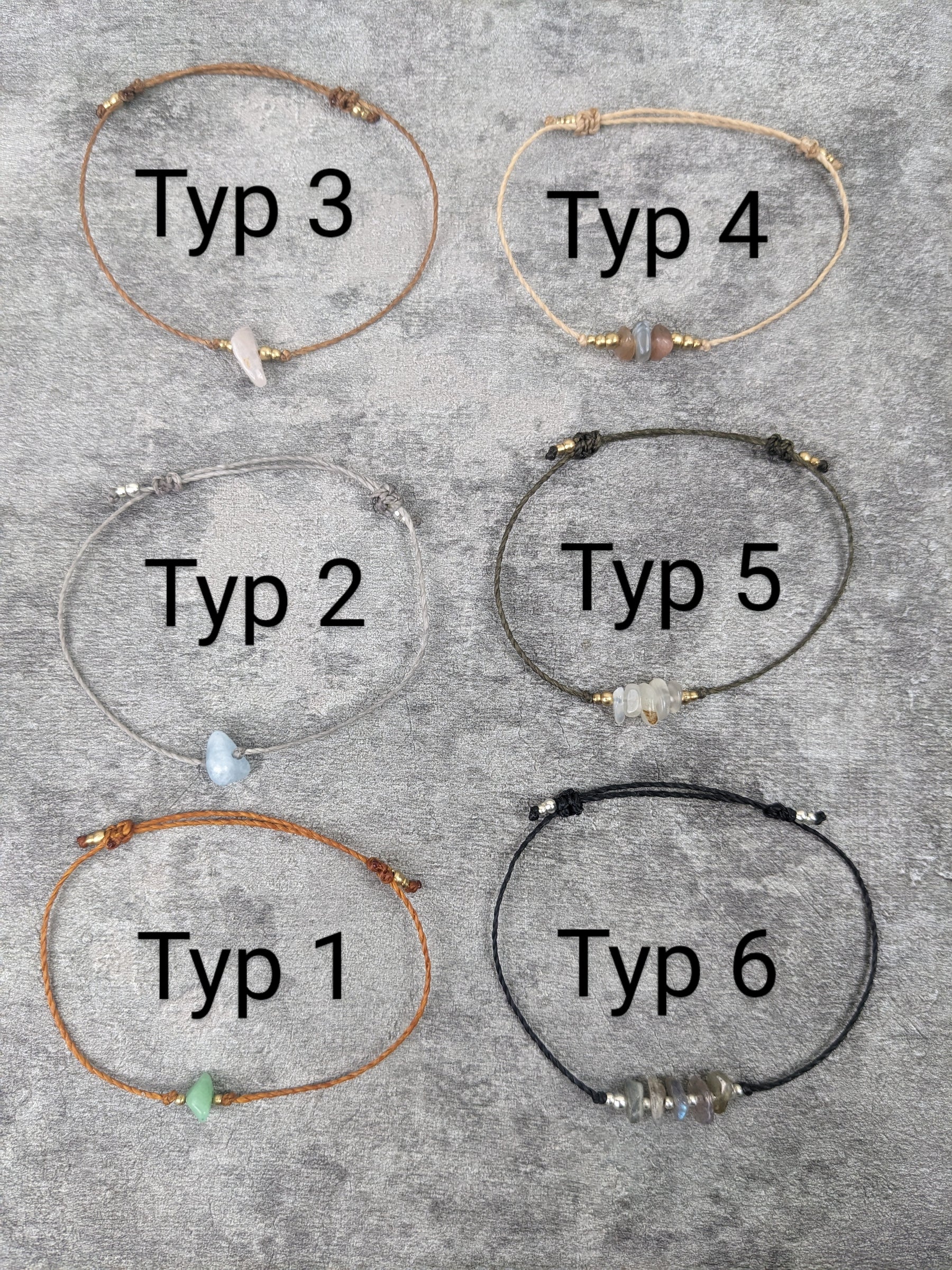 minimalistisches boho Fusskettchen mit Edelsteinen • Montevideo • personalisiert verstellbar Fusschmuck