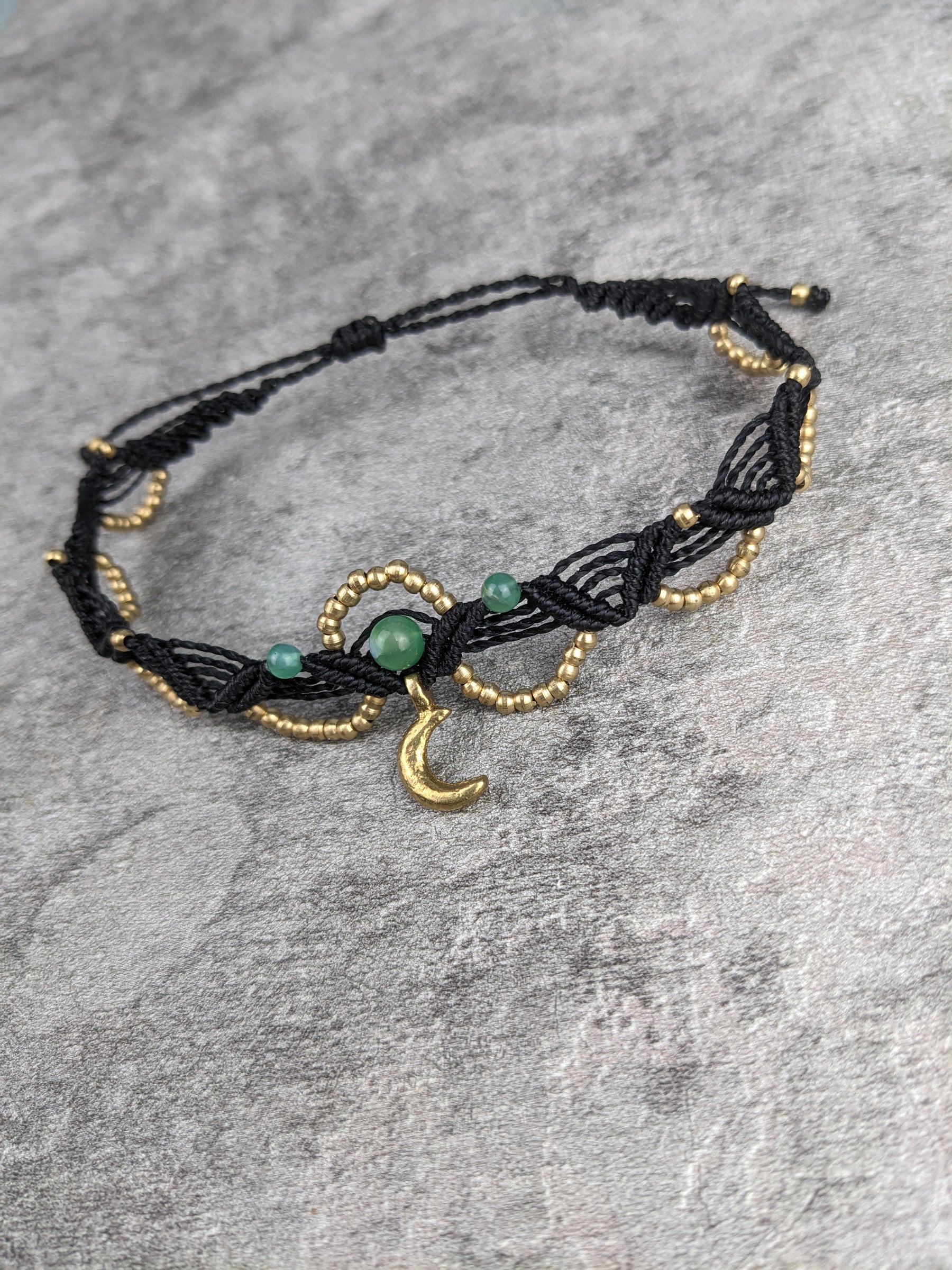 Makramee Hippie Fusskettchen personalisiert • Delhi • Gypsy Festival boho Fussschmuck mit Tropfen Anhänger