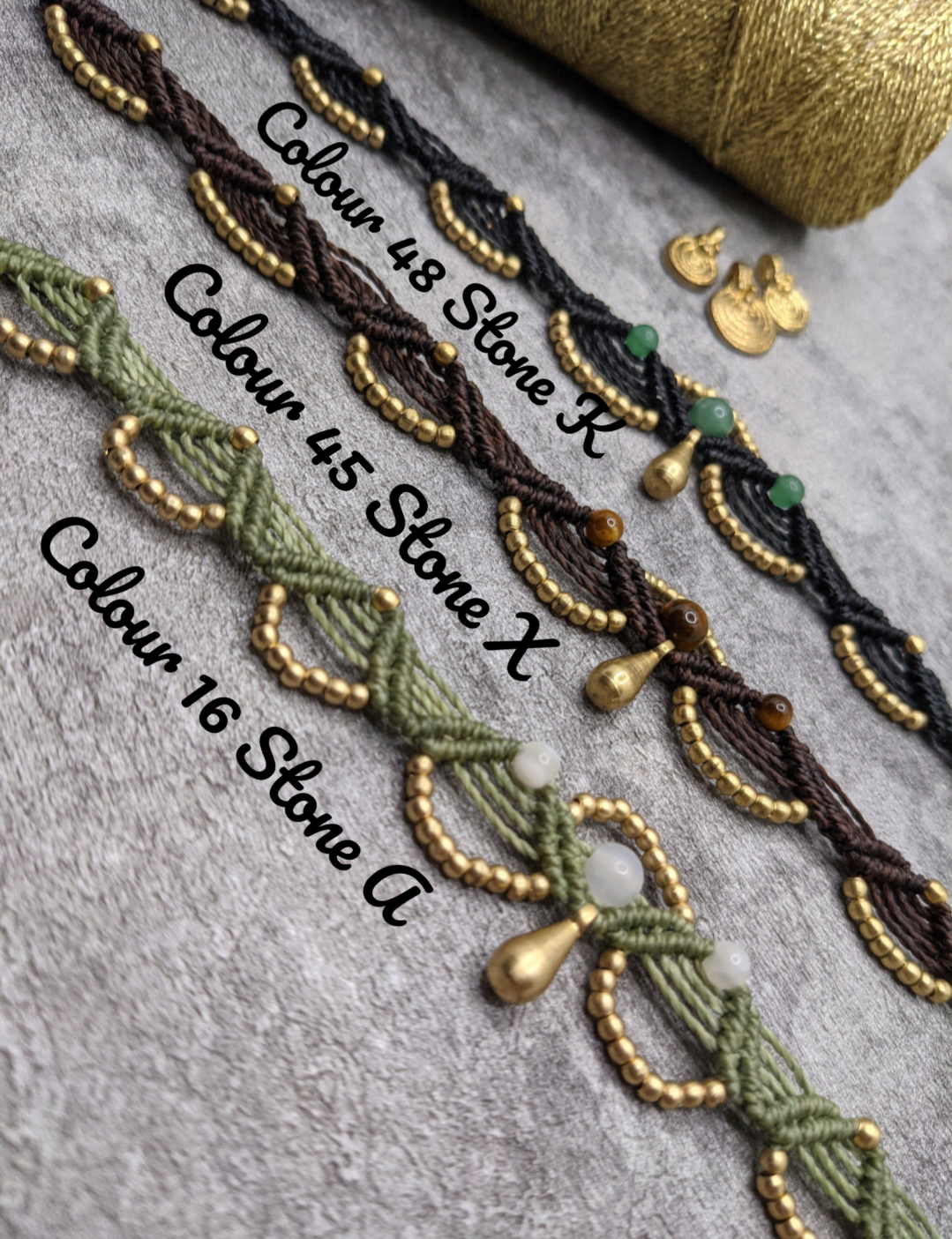 Makramee Hippie Fusskettchen personalisiert • Delhi • Gypsy Festival boho Fussschmuck mit Tropfen Anhänger