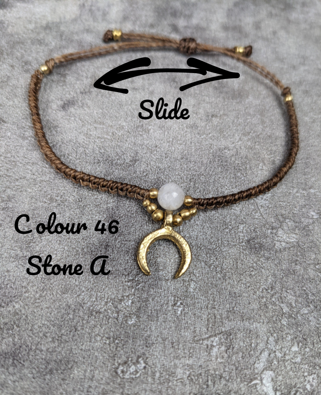 Makramee Mond Fusskettchen personalisiert • Ha Noi • Hippie Festival boho Fussschmuck mit Anhänger